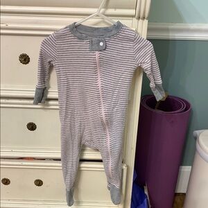 Burt's Bees Baby Gray and White Striped Footies